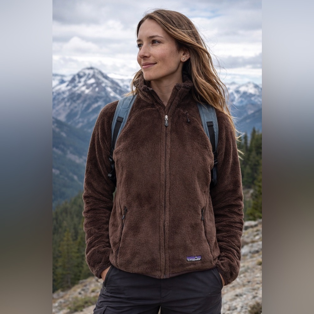 Patagonia Womens Sable Brown R4 Regulator Jacket Sz M Velour Fleece Windblock